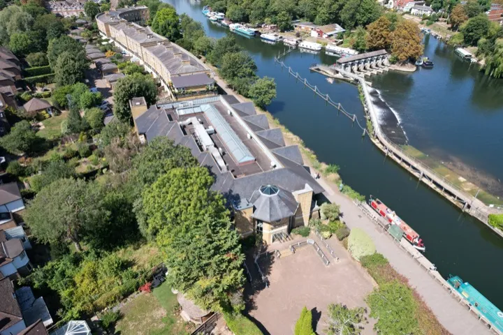 Aerial view of property grounds