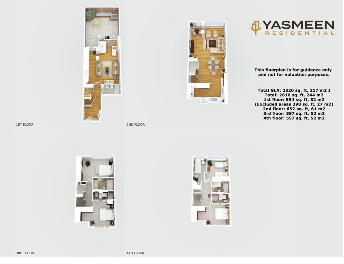 3D rendered floor plan showing furnished room layout and spatial arrangement