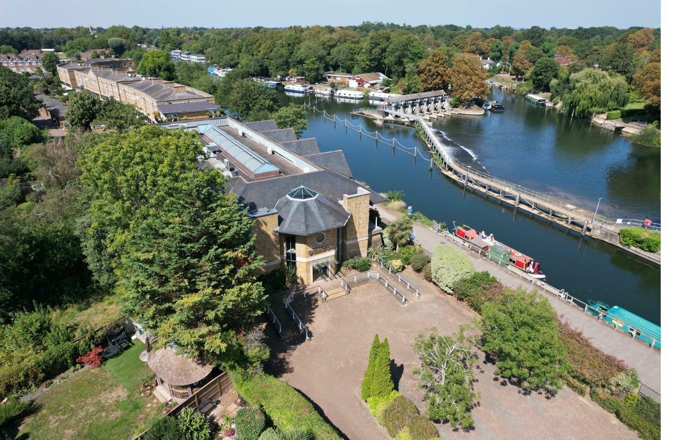 Aerial drone photography of residential property