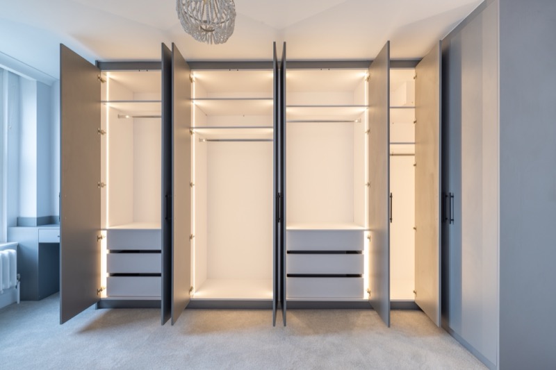 Custom wardrobe with illuminated interior