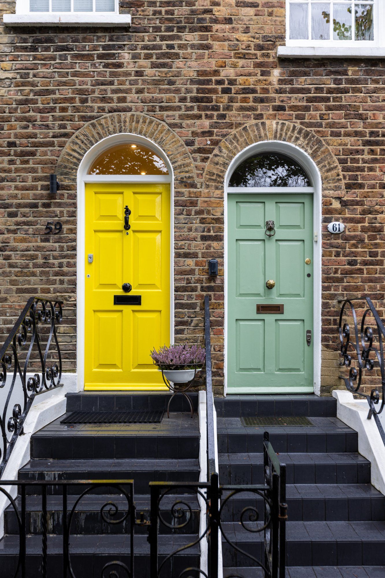 Yellow and sage green period doorways