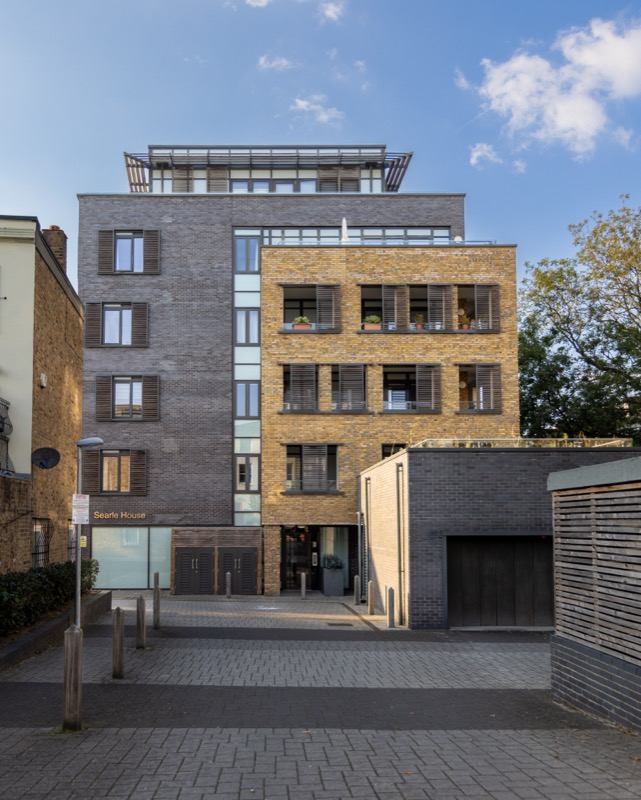 Contemporary brick apartment building facade